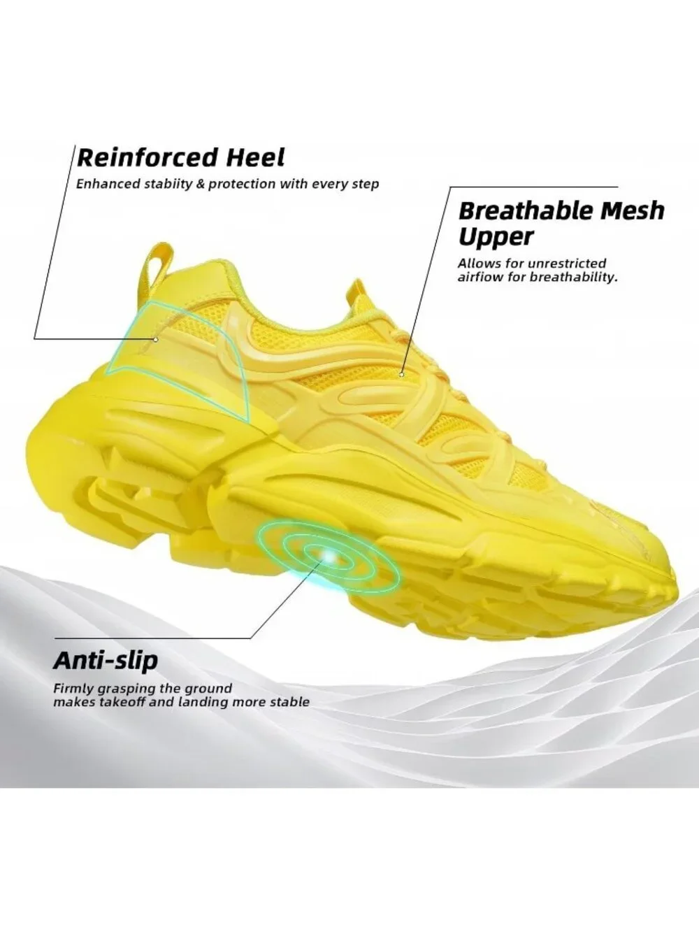 Women's Yellow Ladies Walking Comfor Breathable Soft Sole Tennis Sneaker Shoes